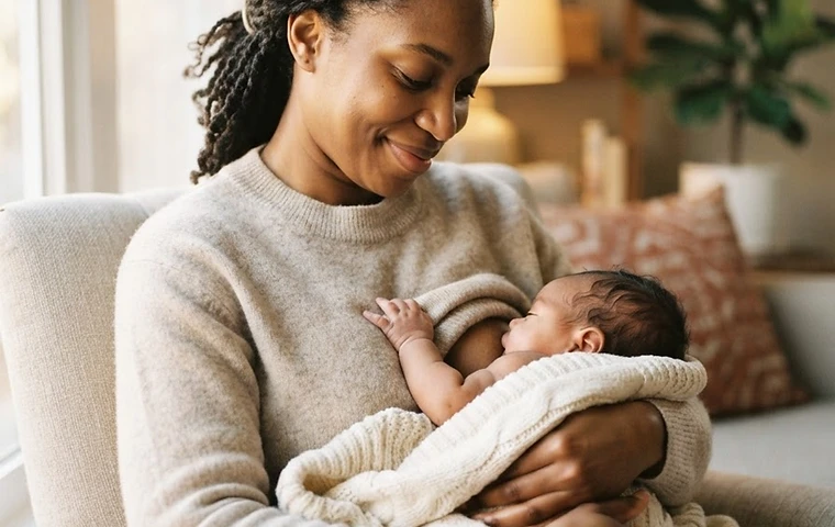 A mother nursing her newborn