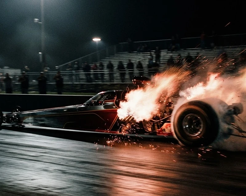 Dragster launch at night