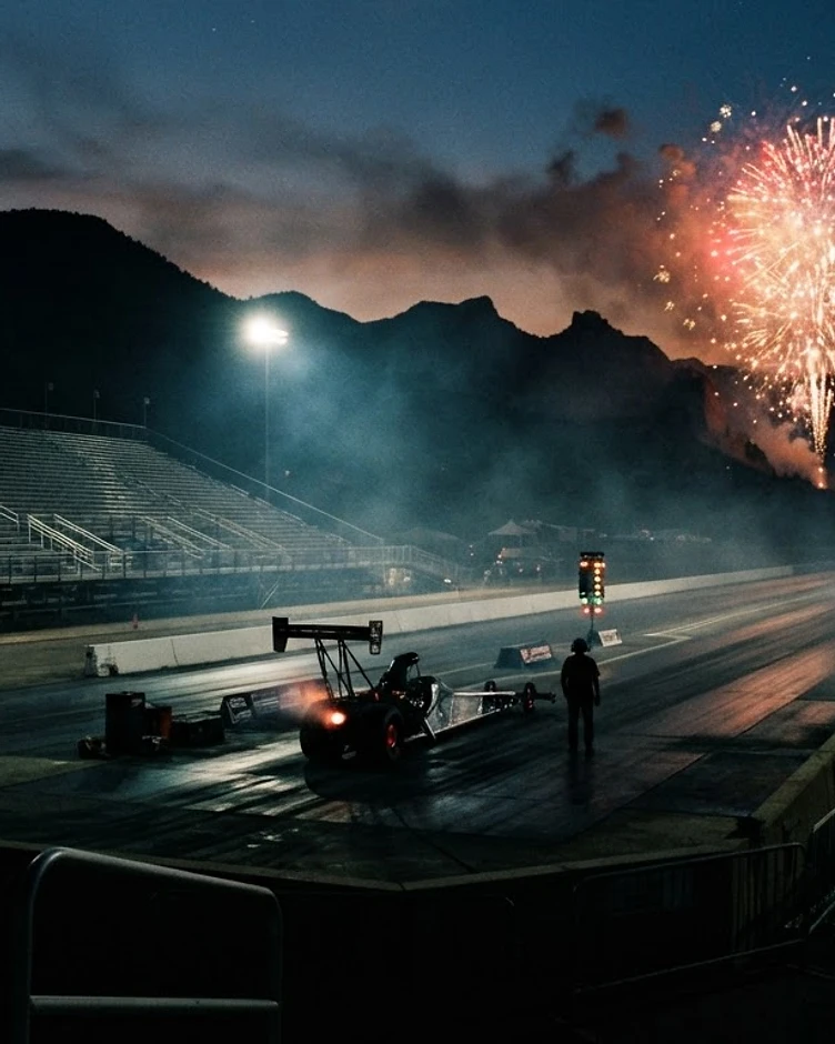 Bandimere Speedway at dusk