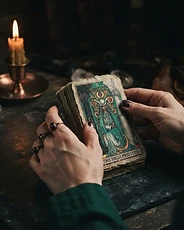 Mãos a virar uma carta de Tarot