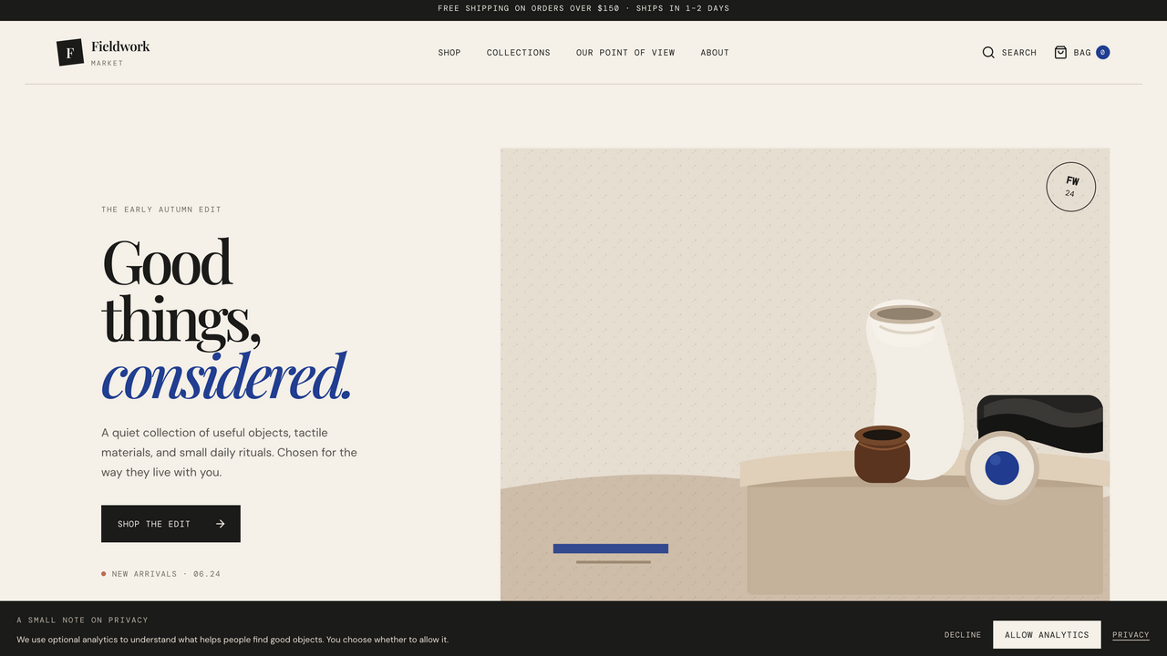 Fieldwork — Curated Storefront template preview