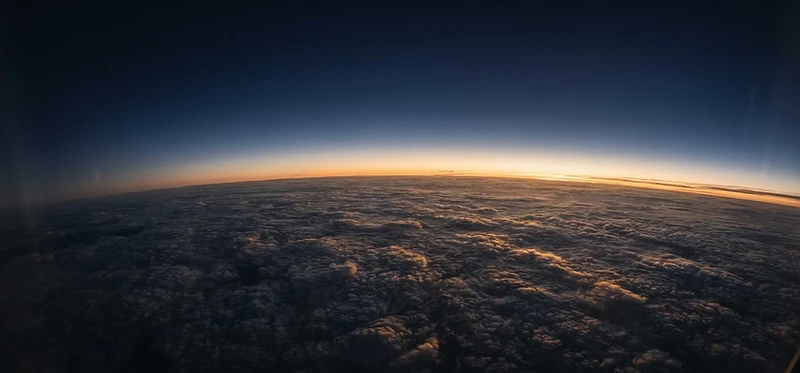 Aerial view from 40,000 feet at golden hour