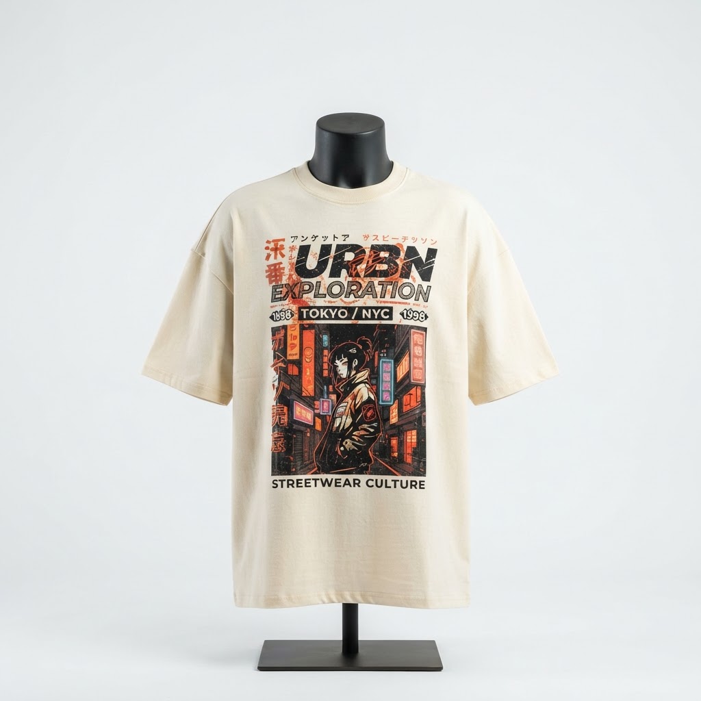 Remera Oversize Crema Graphic
