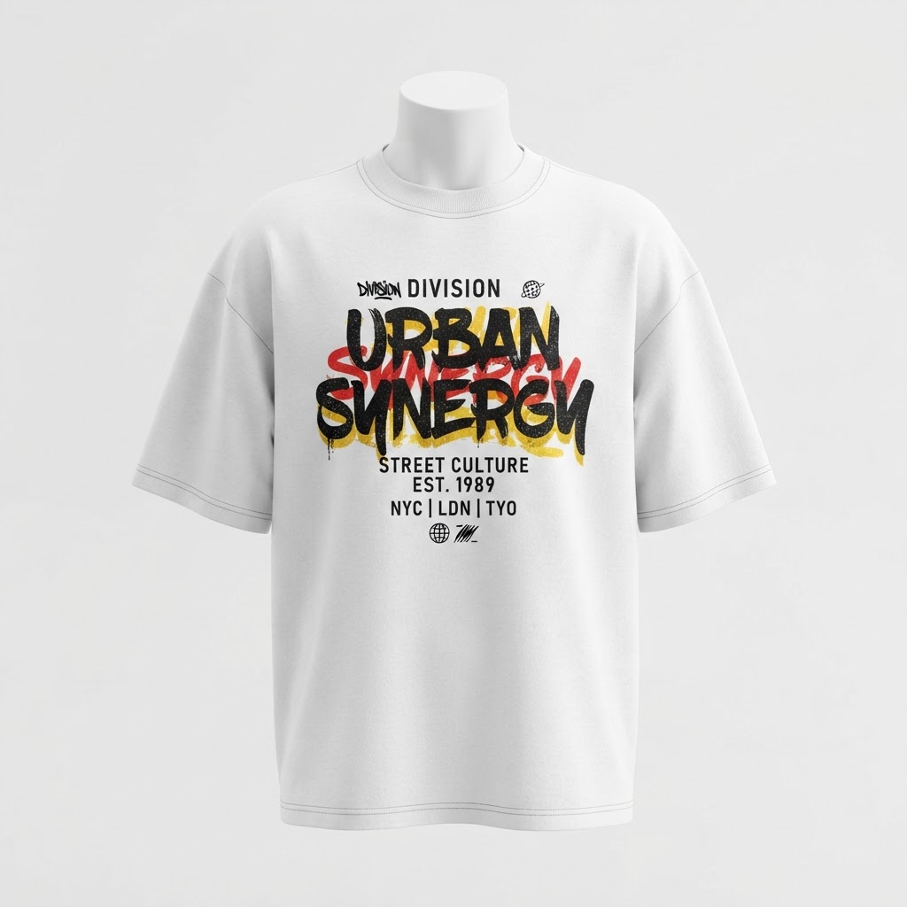 Remera Oversize Blanca Typography
