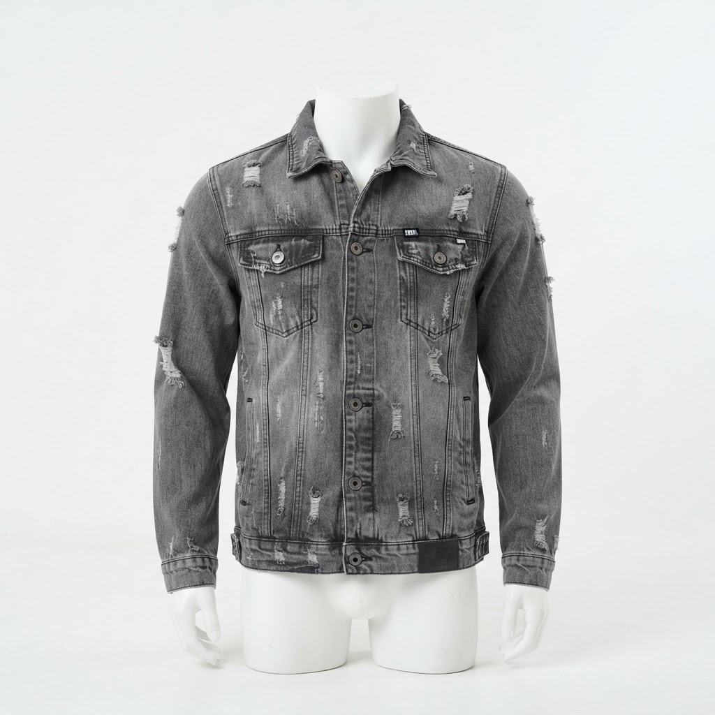 Campera Jean Distressed Gray