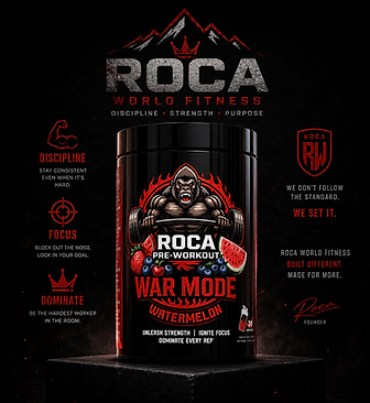 ROCA Pre-Workout – WAR Mode Watermelon pre-workout supplement by ROCA WORLD FITNESS