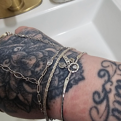 Permanent jewelry anklet welded by Oh She Linked in West Michigan