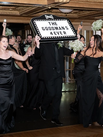 The Goodman bridal party leading Madelyn and Conlan's grand entrance into the Grand Ballroom