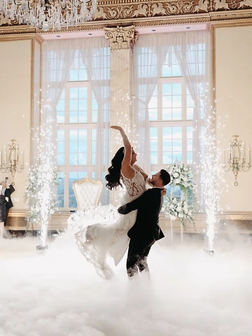 Svetlana lifted above dancing on the clouds with cold spark fountains on either side in the Grand Ballroom