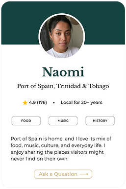 Local profile card for Naomi in Port of Spain