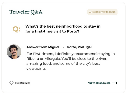 Traveler question and answer card