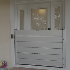 Fortress flood barrier deployed at a home entryway