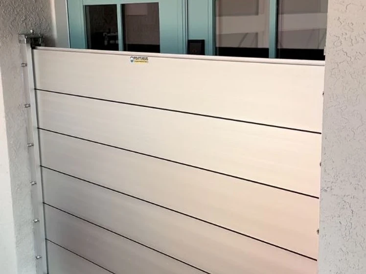 Fortress flood barrier installed at a Florida home entryway