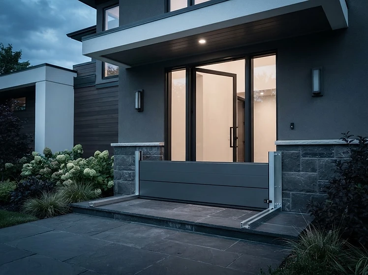 Fortress flood barrier deployed at a home entry