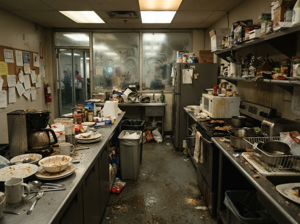 Before and after office clean Nottingham commercial kitchen deep clean by M&D Cleaning before