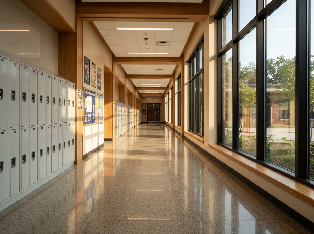 School Hallway Maintenance commercial cleaning transformation East Midlands