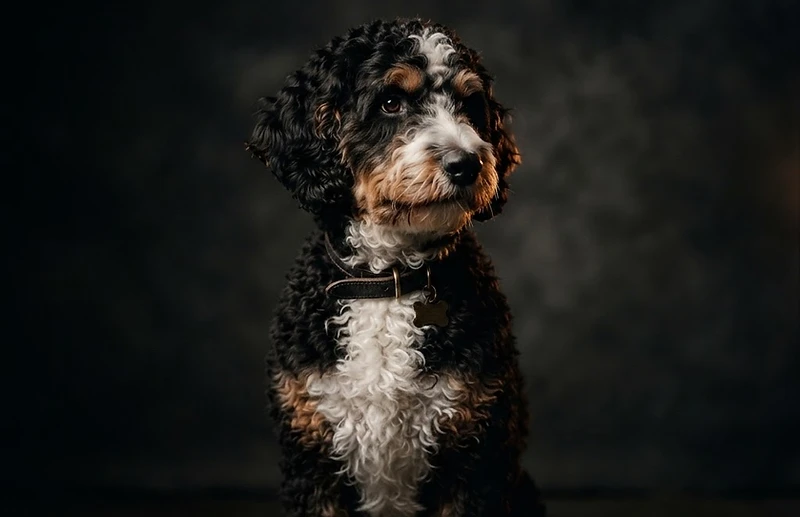 A Bernedoodle — the face of an upcoming Tactical Tails litter