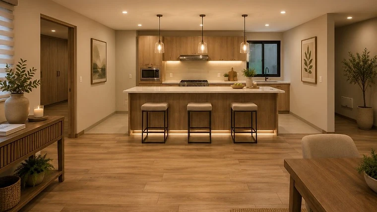 Cocina integral con isla en departamento del desarrollo Fénix por TEMBO