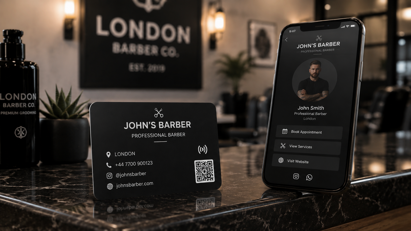 Custom Business Card in use: Barbers