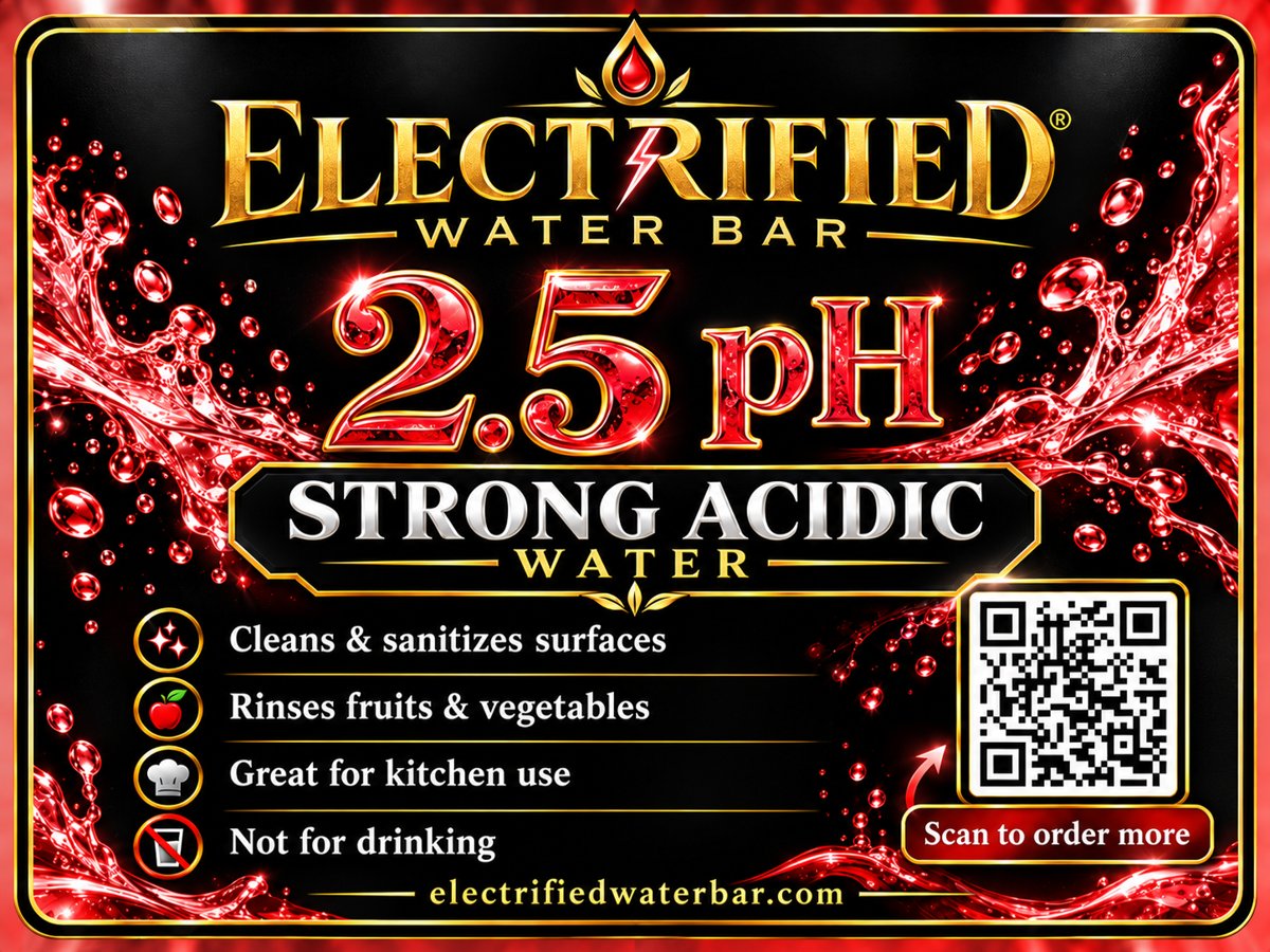 Electrified Water Bar pH 2.5 Strong Acidic, 1.3 Gallon Bag