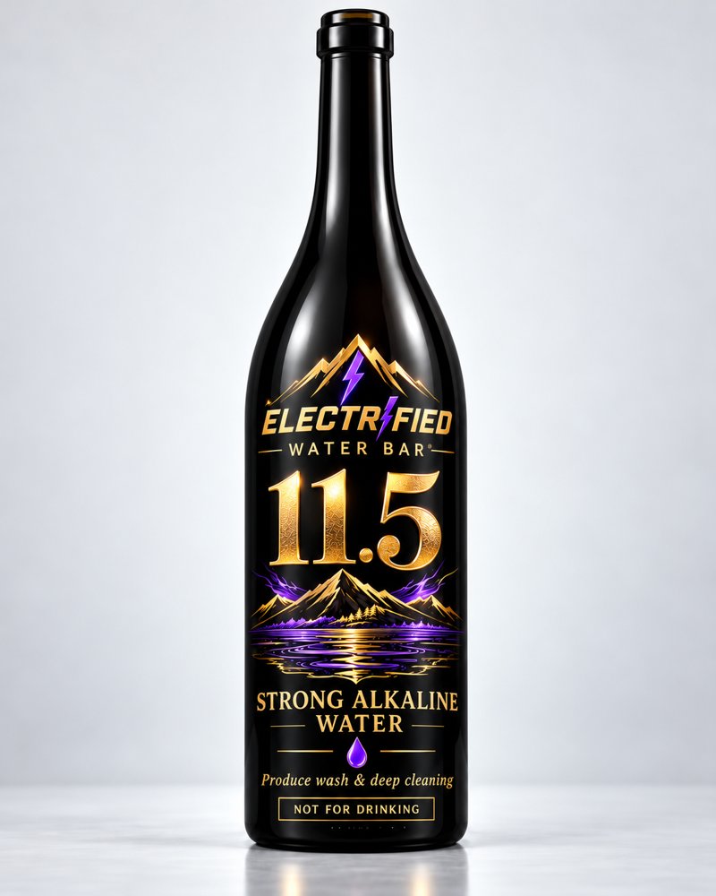 Electrified Water Bar pH 11.5 Strong Alkaline, 750 ml Glass Bottle