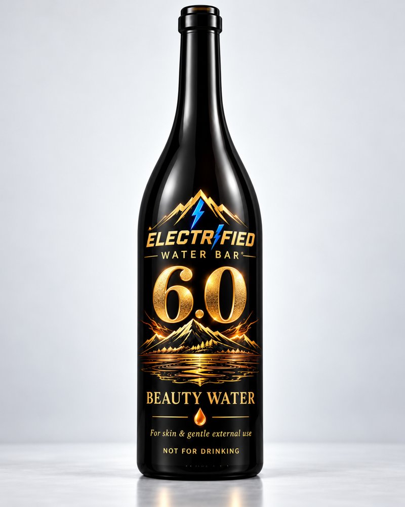 Electrified Water Bar pH 6.0 Beauty Water, 750 ml Glass Bottle