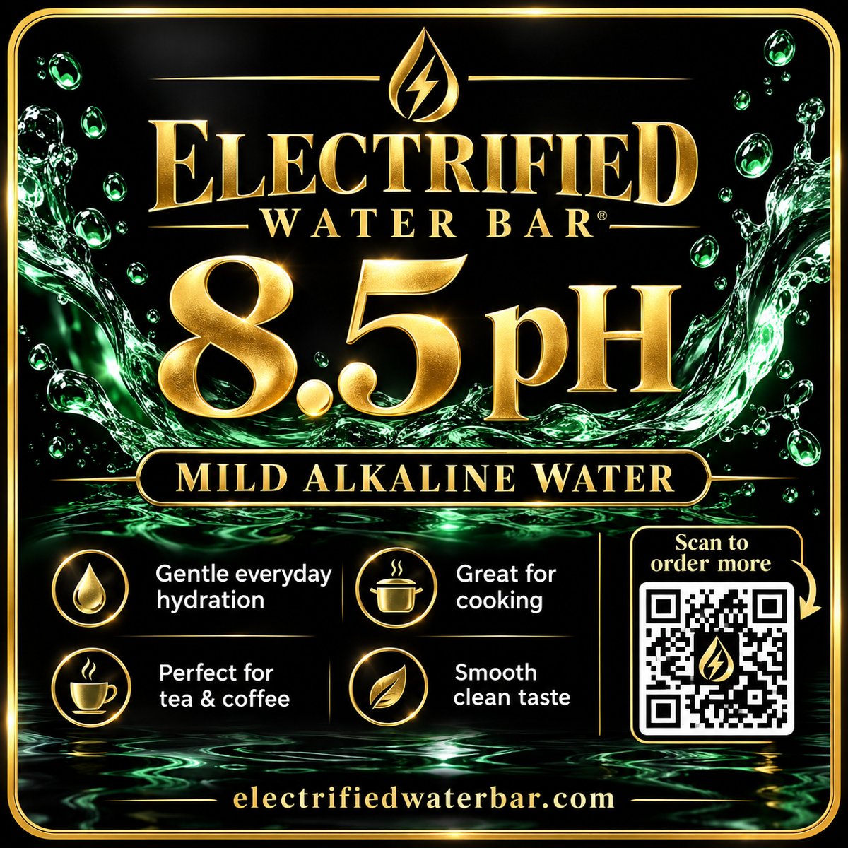 Electrified Water Bar pH 8.5 Alkalinized Water, 1.3 Gallon Bag