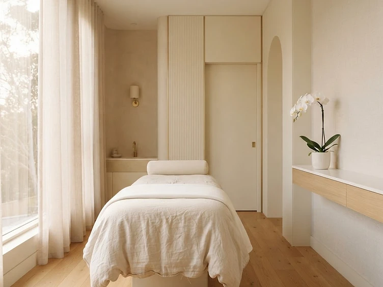 Modern minimalist medical aesthetics clinic interior