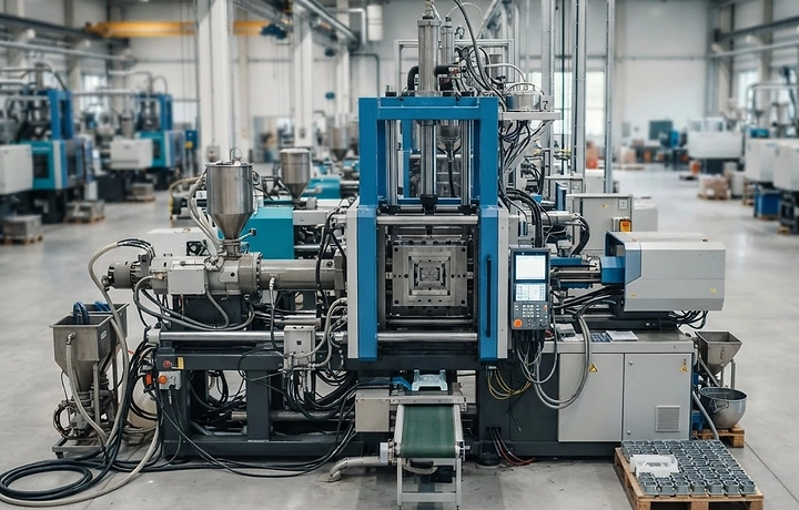 Japanese-brand servo injection molding machine on the Grand Long factory floor