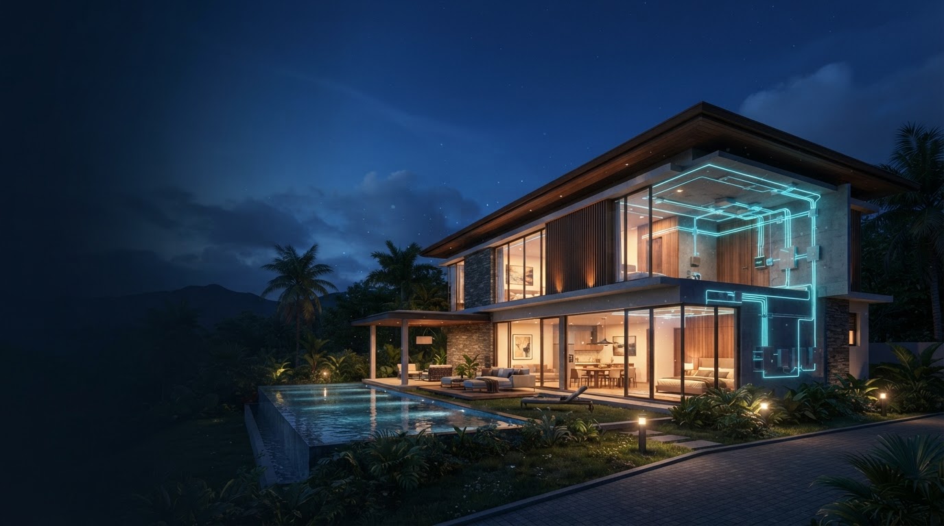 3D modern Philippine villa illuminated by BrightWire electrical systems