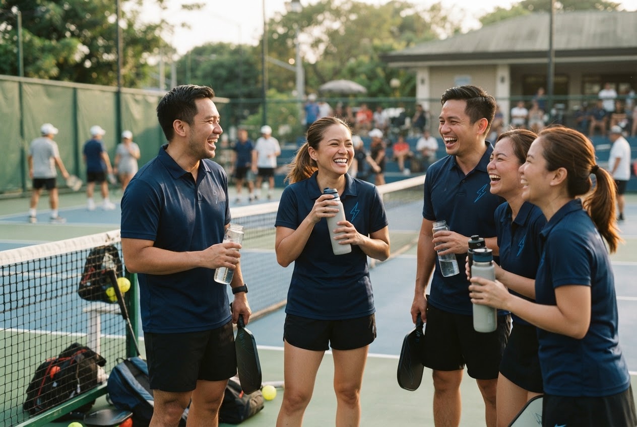 BrightWire colleagues sharing a moment after pickleball