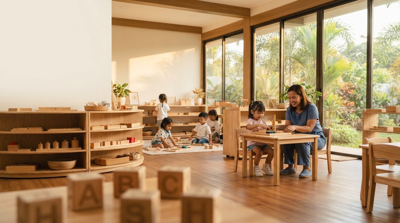 Bright Montessori classroom