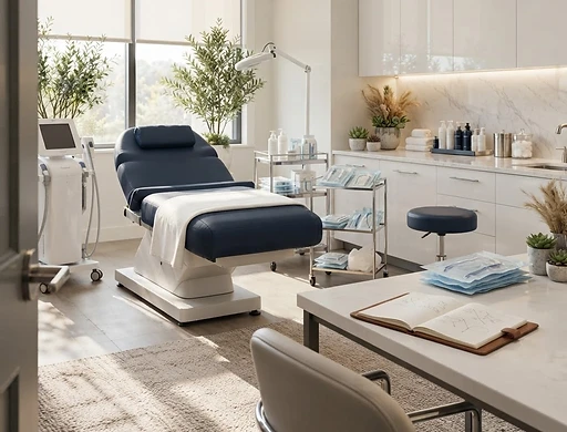 Calm medical aesthetics training room