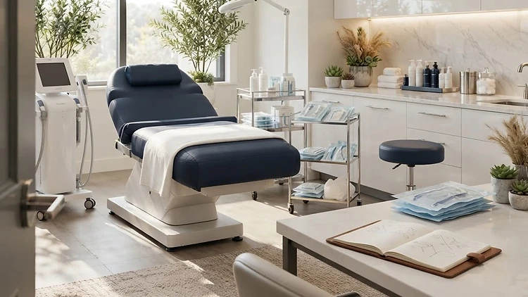 Calm medical aesthetics training room