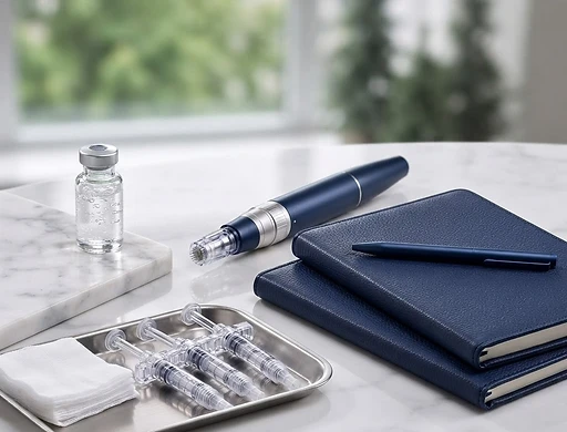 Dermal filler supplies on a modern clinical workstation