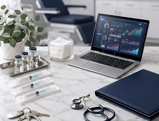 Modern medical aesthetics business planning desk