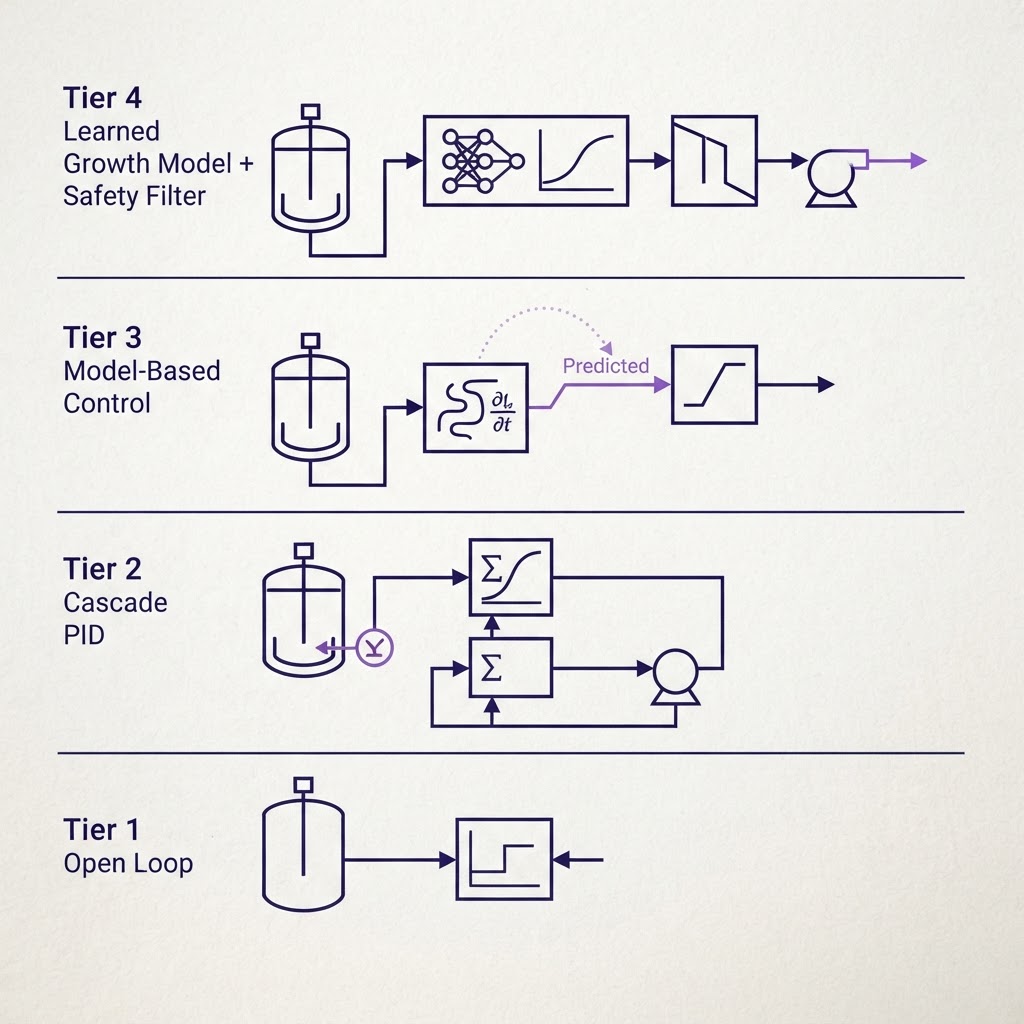 Bioreactor Control Strategy: Open Loop to Learned Models