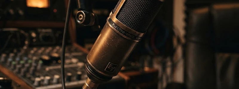Micrófono de transmisión en un estudio de negocios
