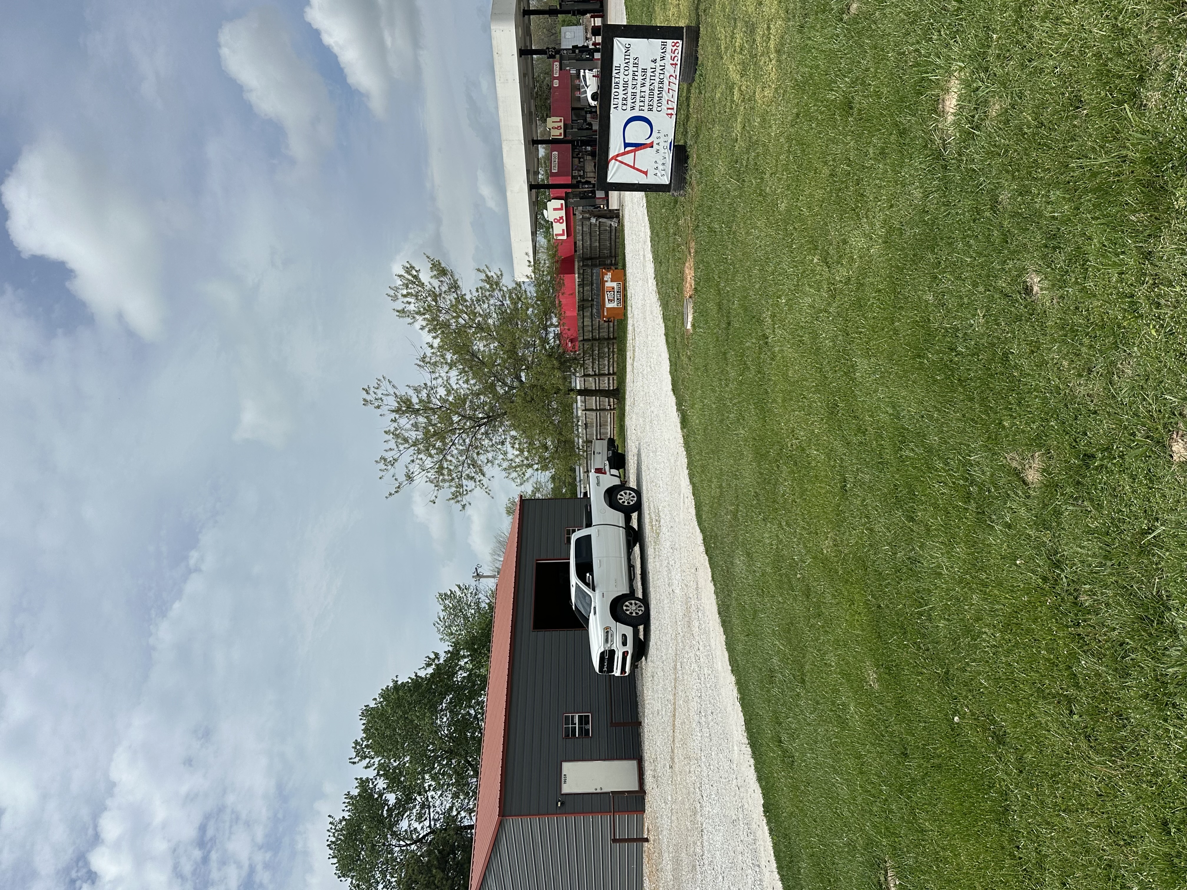 A&P Wash Services business location sign and building in Cassville