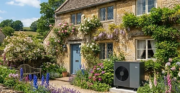 Renovated stone cottage with air source heat pump