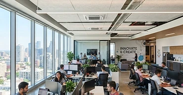 Modern office with ceiling cassette air conditioning