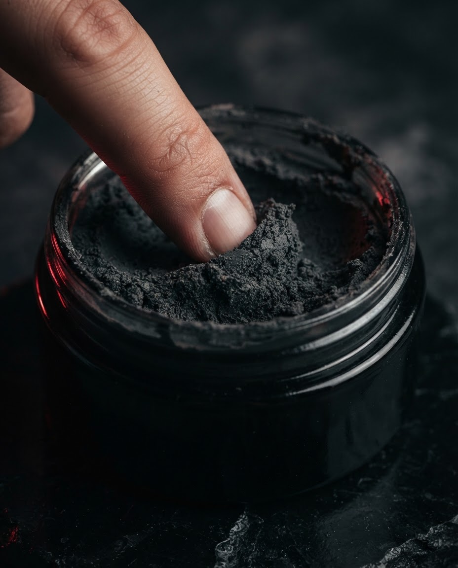 Zbliżenie na teksturę matowej glinki Inferno Obsidian Clay