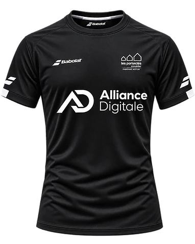 Maillot officiel du Volant des Dômes, club de badminton à Clermont Ferrand, vue de face