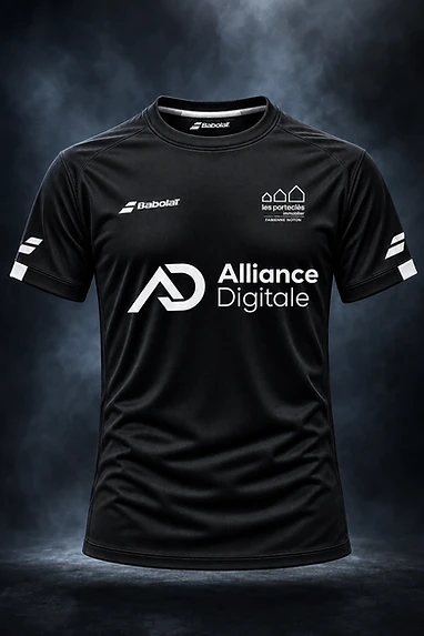 Maillot officiel du Volant des Dômes, club de badminton à Clermont Ferrand, vue de face