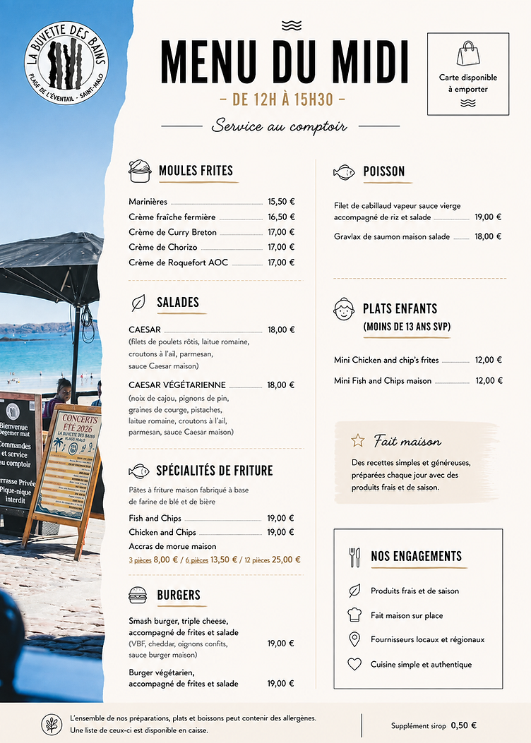 Carte — Menu du midi