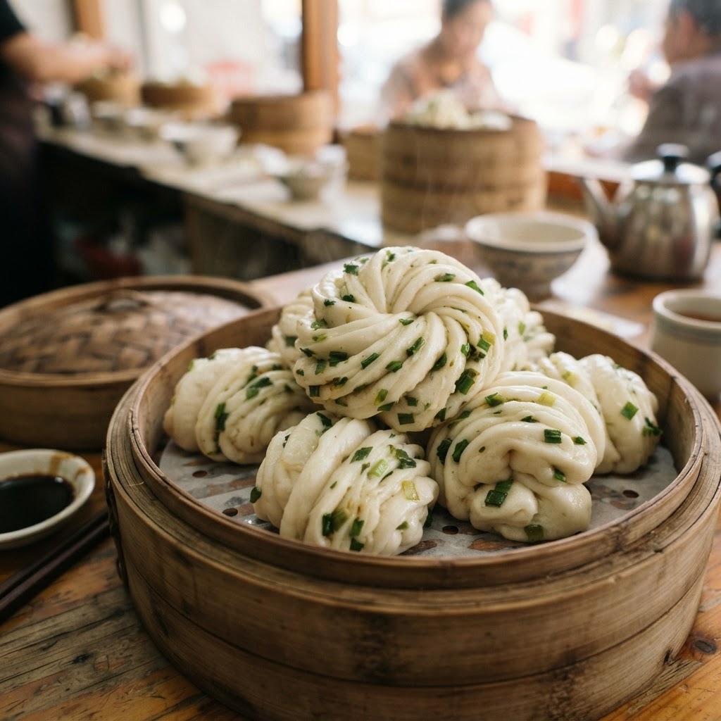 Hua Juan chinois (petits pains vapeur à la ciboule)