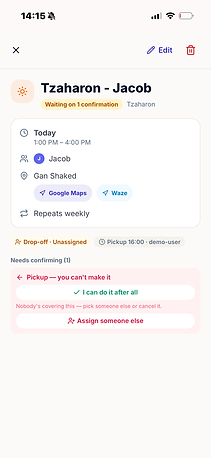 Looz action required list with conflicts and event detail — secondary