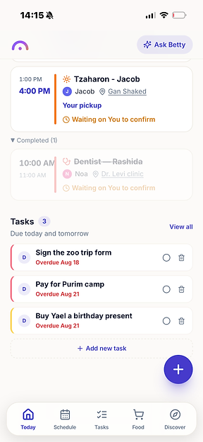 Looz tasks alongside the schedule