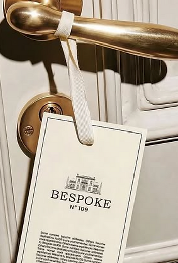 A branded door tag on the villa entrance