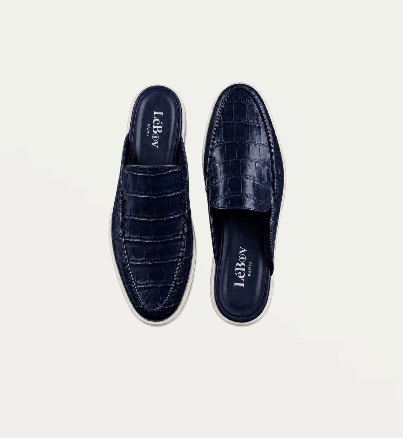 Crocodile Navy Mules